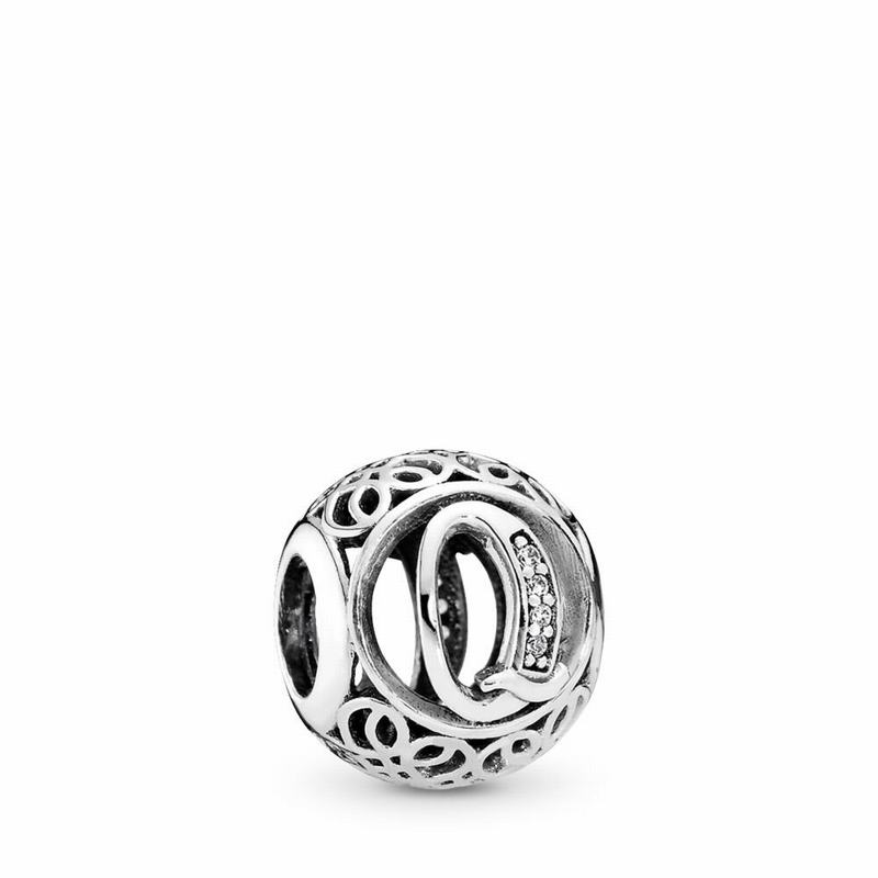 Pandora Vintage Q Charm Ireland - Sterling Silver/Cubic Zirconia - 310578ITC